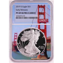 2019-S $1 Proof American Silver Eagle Coin NGC PF69 Ultra Cameo Bridge Core