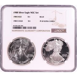 1988 $1 American Silver Eagle Coin Set NGC MS69/PF69 Ultra Cameo
