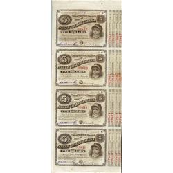 Uncut Sheet of (4) State of Louisiana Baby Bond Obsolete Notes