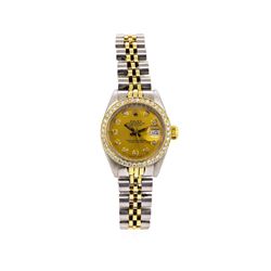 Ladies Two-Tone Rolex Datejust Watch with Diamond Bezel & Dial