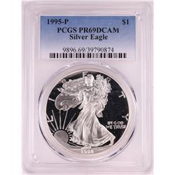 1995-P $1 Proof American Silver Eagle Coin PCGS PR69DCAM