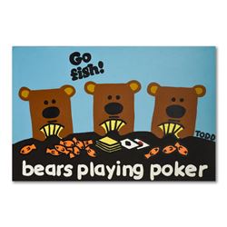Todd Goldman "Bears Playing Poker" Original Acrylic Painting on Canvas
