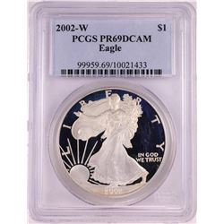 2002-W $1 Proof American Silver Eagle Coin PCGS PR69DCAM