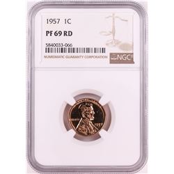 1957 Proof Lincoln Wheat Cent Coin NGC PF69RD