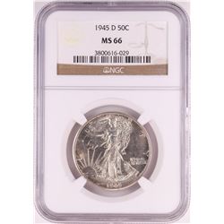 1945-D Walking Liberty Half Dollar Coin NGC MS66