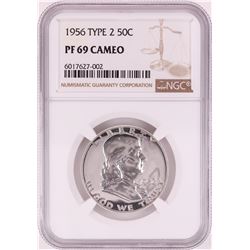 1956 Type 2 Proof Franklin Half Dollar Coin NGC PF69 Cameo
