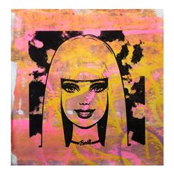 Gail Rodgers "Barbie" Original Painting on Silkscreen Canvas
