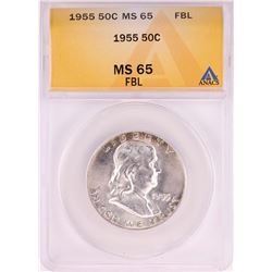 1955 Franklin Half Dollar Coin ANACS MS65FBL