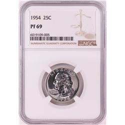 1954 Proof Washington Quarter Coin NGC PF69