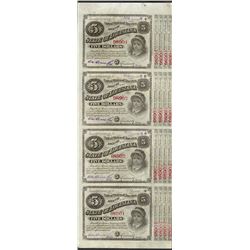Uncut Sheet of (4) State of Louisiana Baby Bond Obsolete Notes