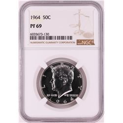 1964 Proof Kennedy Half Dollar Coin NGC PF69