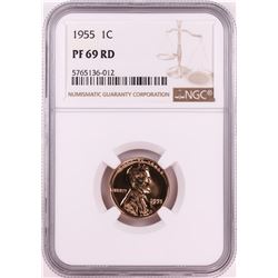 1955 Proof Lincoln Wheat Cent Coin NGC PF69RD