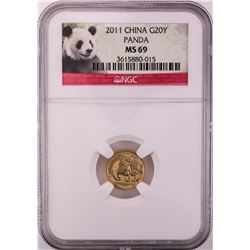 2011 China 20 Yuan Panda Gold Coin NGC MS69