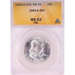 1962-D Franklin Half Dollar Coin ANACS MS62FBL