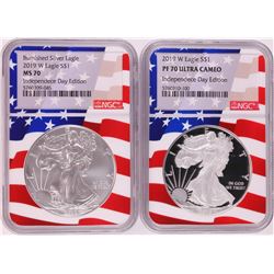 Lot of 2019-W $1 Burnished/Proof American Silver Eagle Coins NGC MS70/PF70 Ultra Cameo