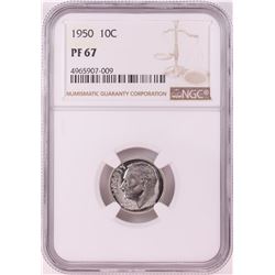 1950 Proof Roosevelt Dime Coin NGC PF67