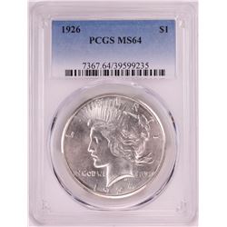 1926 $1 Peace Silver Dollar Coin PCGS MS64