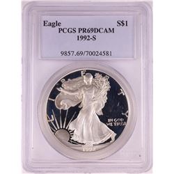 1992-S $1 Proof American Silver Eagle Coin PCGS PR69DCAM
