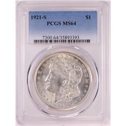 1921-S $1 Morgan Silver Dollar Coin PCGS MS64
