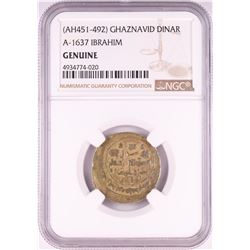 AH451-492 Ghaznavid Dinar A-1637 Ibrahim Gold Coin NGC Genuine