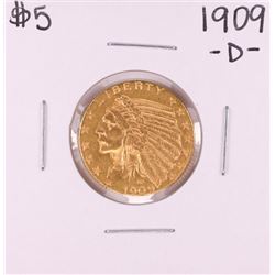 1909-D $5 Indian Head Half Eagle Gold Coin