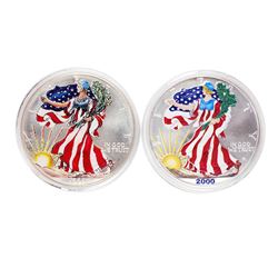 Lot of 1999-2000 Painted $1 American Silver Eagle Coins