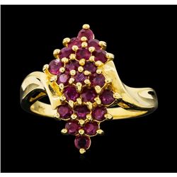 14KT Yellow Gold Ladies 1.00 ctw Ruby Cluster Ring