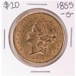 1855-S Type 1 $20 Liberty Head Double Eagle Gold Coin