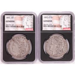 Lot of 1891 & 1892-O $1 Morgan Silver Dollar Coins NGC Genuine