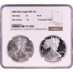 2004 $1 American Silver Eagle Coin Set NGC MS69/PF69 Ultra Cameo