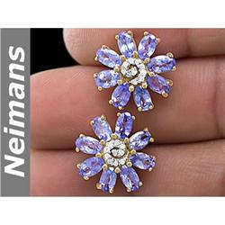 Certified 1.00 ct Sapphire & Diamond Stud Earrings 14kt