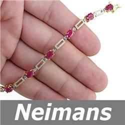 Certified 37.75 ct Blue & White Sapphire Bracelet 14kt