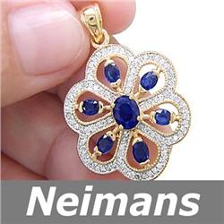 Neimans 1.00 ct Chrome Diopside & Sapphire Ring 14k GEM