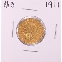 1911 $5 Indian Head Half Eagle Gold Coin
