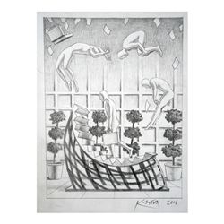 Mark Kostabi "The Cycle Of Investment" Original Etching on Paper