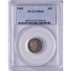 1905 Proof Barber Dime Coin PCGS PR65