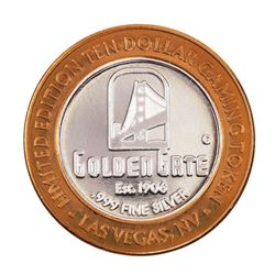 .999 Silver Golden Gate Las Vegas, NV $10 Casino Limited Edition Gaming Token