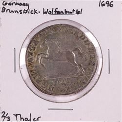 1696 Germany Brunswick-Wolfanbuttel 2/3 Thaler Silver Coin