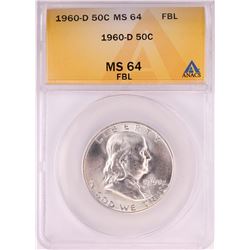 1960-D Franklin Half Dollar Coin ANACS MS64FBL