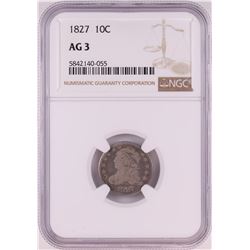 1827 Capped Bust Dime Coin NGC AG3