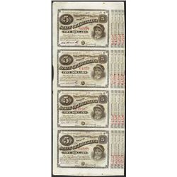Uncut Sheet of (4) State of Louisiana Baby Bond Obsolete Notes
