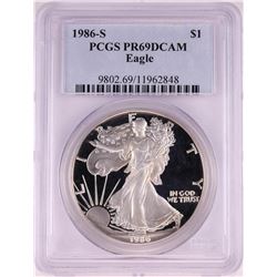 1986-S $1 Proof American Silver Eagle Coin PCGS PR69DCAM