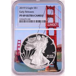 2019-S $1 Proof American Silver Eagle Coin NGC PF69 Ultra Cameo Bridge Core