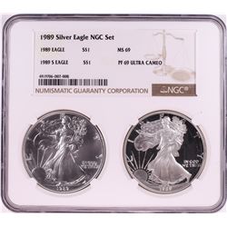 1989 $1 American Silver Eagle Coin Set NGC MS69/PF69 Ultra Cameo