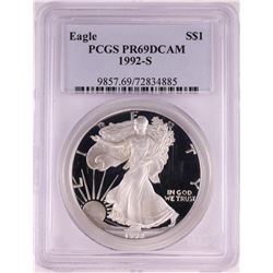 1992-S $1 Proof American Silver Eagle Coin PCGS PR69DCAM
