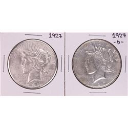 Lot of 1927 & 1927-D $1 Peace Silver Dollar Coins