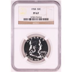 1958 Proof Franklin Half Dollar Coin NGC PF67