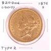 Image 1 : 1875-S $20 Type 2 Liberty Head Double Eagle Gold Coin