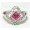 Image 1 : Ruby & Diamond 14kt White Gold Cocktail Ring