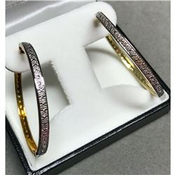 Diamond & Yellow Gold Plated Hoop Style Earrings